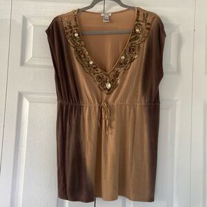 Brown Ombré Beaded Cache Top